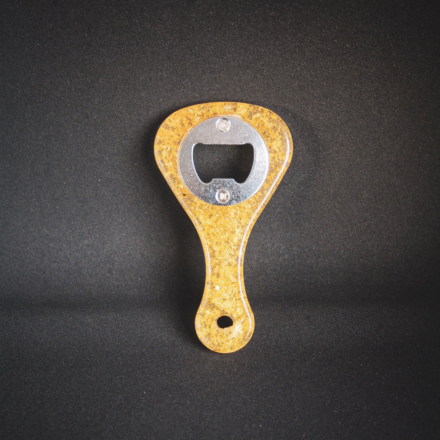 Décapsuleur bouteille feuilles d'or et paillettes