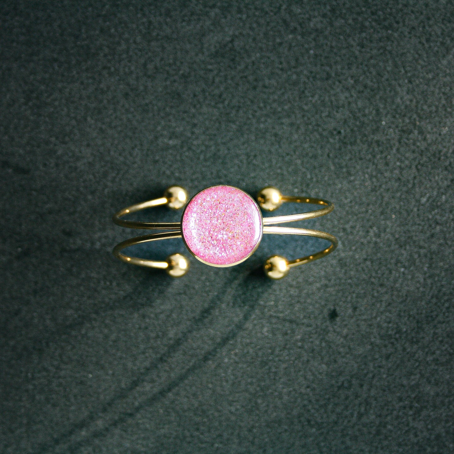 Bracelet jonc rose paillettes