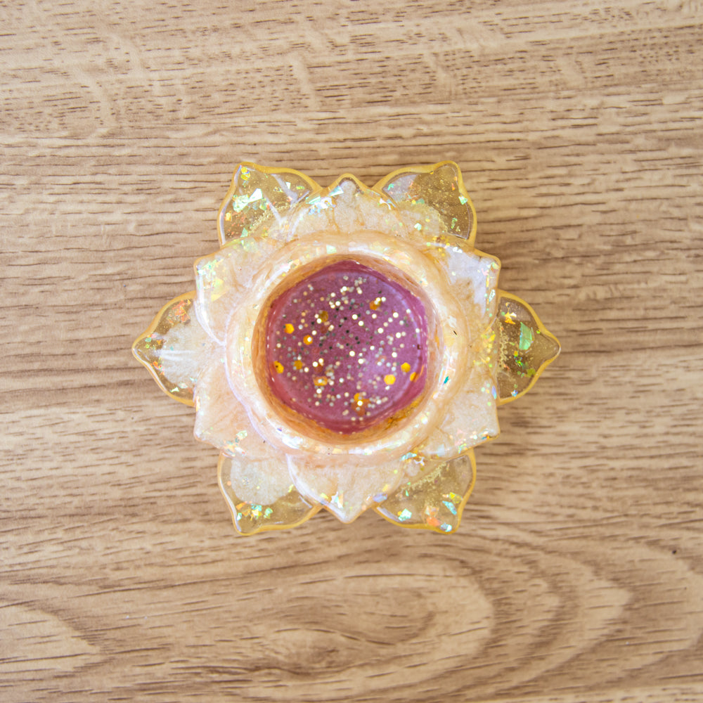 Bougeoir rose paillettes