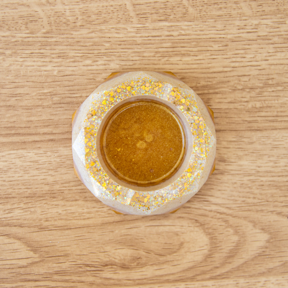 Cendrier blanc feuilles d'or