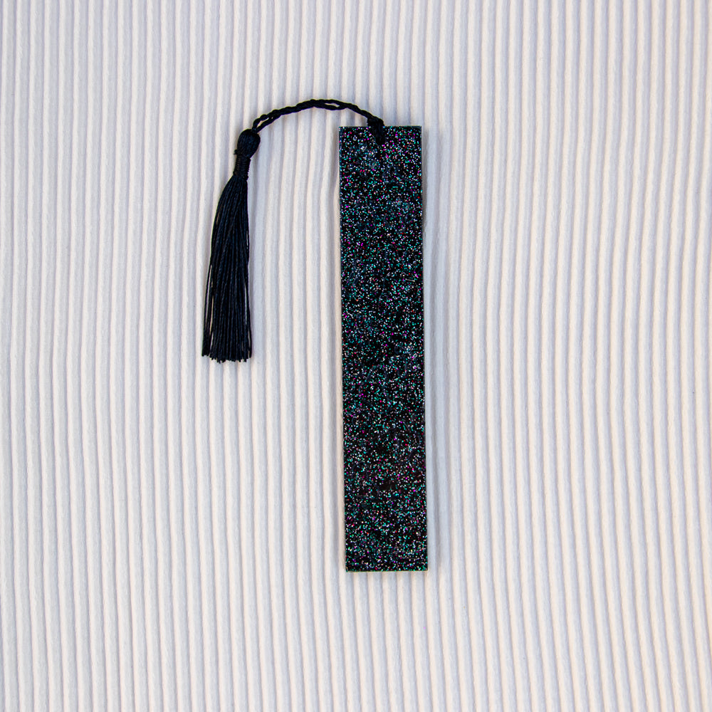 Marque-pages patte de chien noir et paillettes