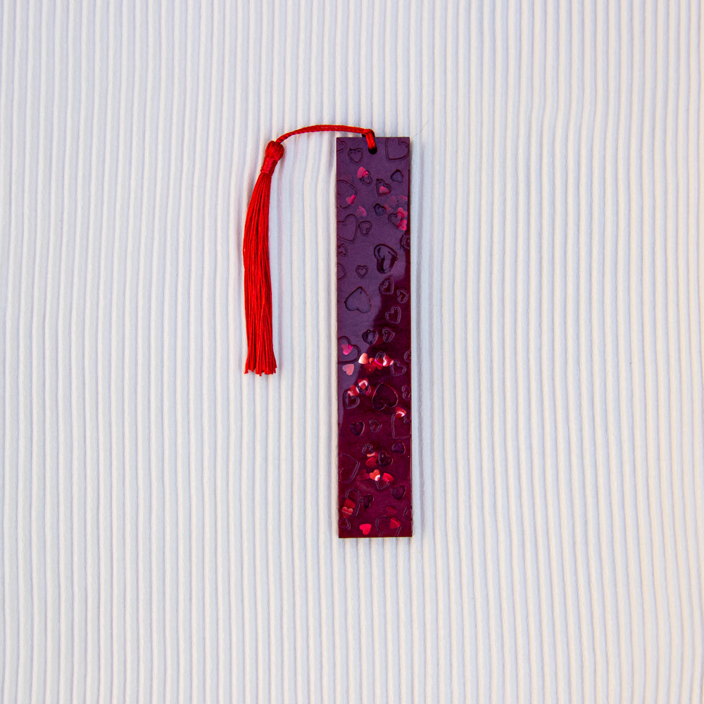 Marque-pages cœur rouge bordeaux