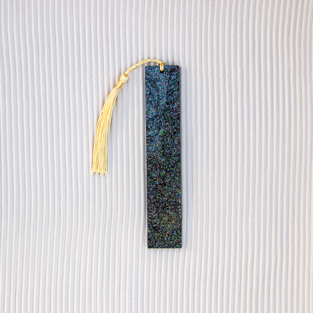 Marque-pages feuilles noir et paillettes