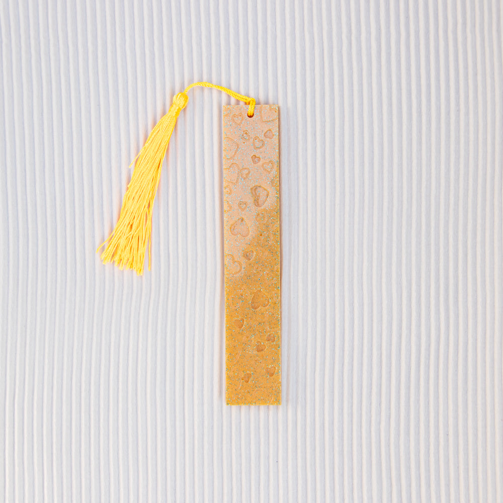 Marque-pages cœur orange et paillettes