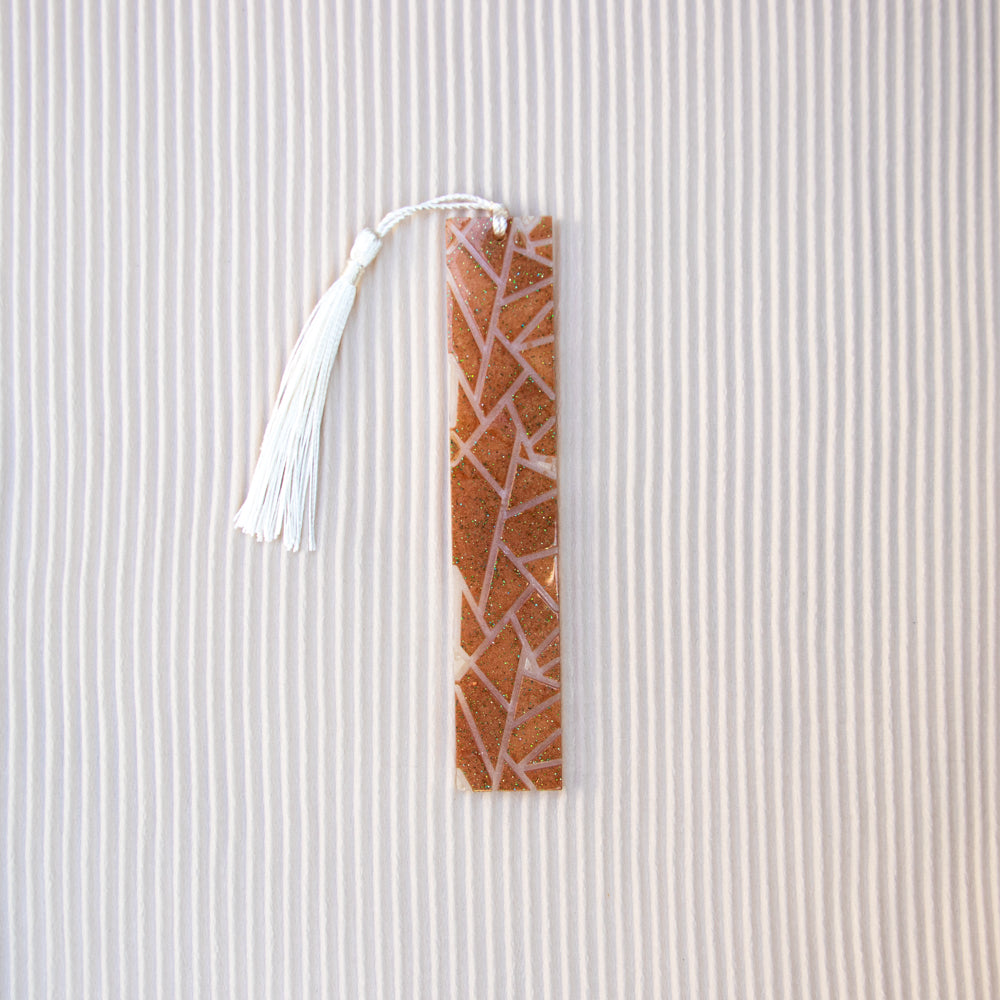 Marque-pages blanc marron et paillettes