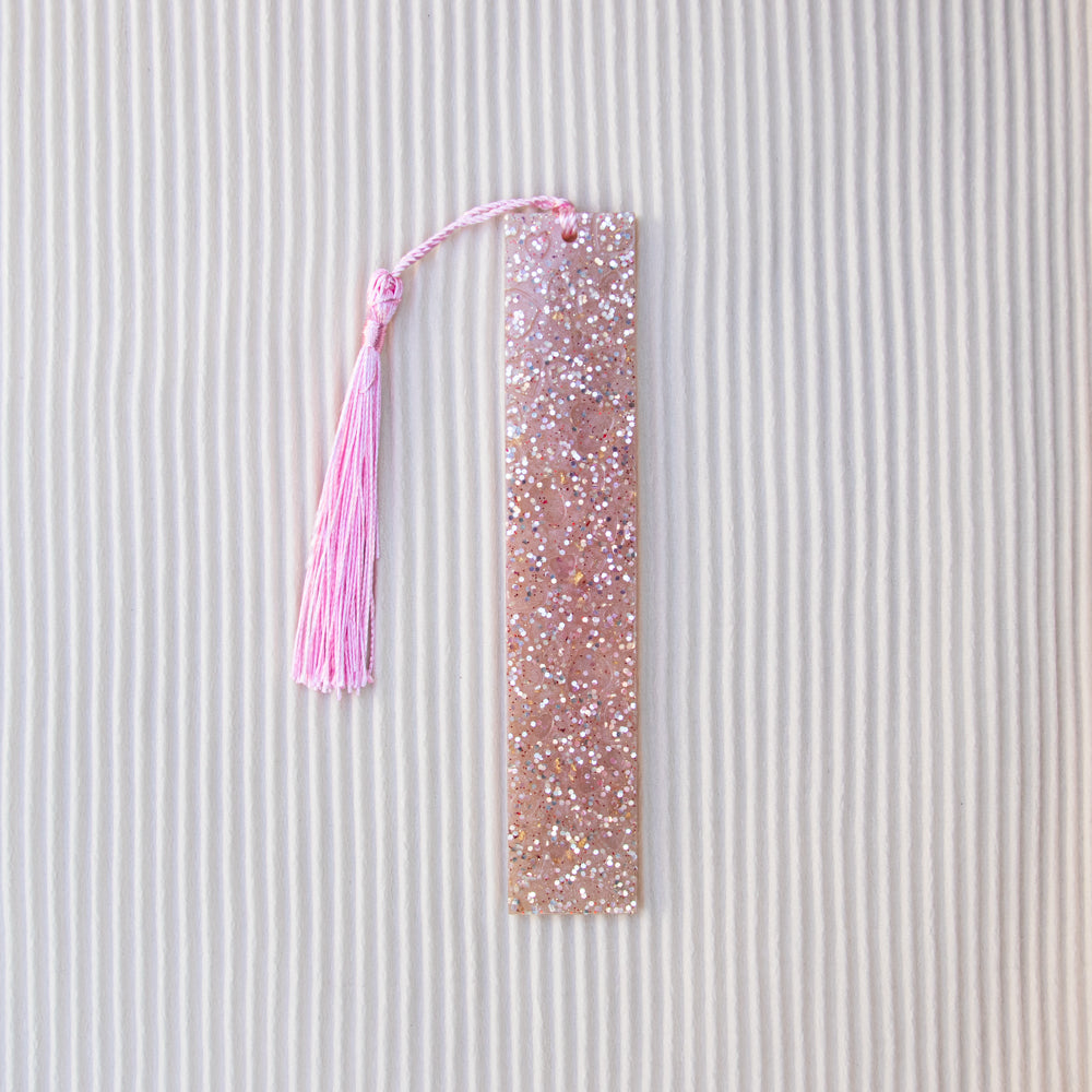 Marque-pages cœur rose et paillettes