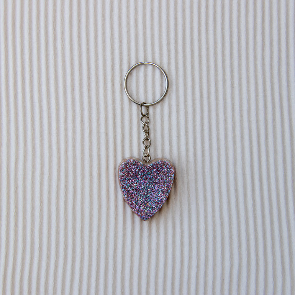 Porte clés coeur rose gold paillettes