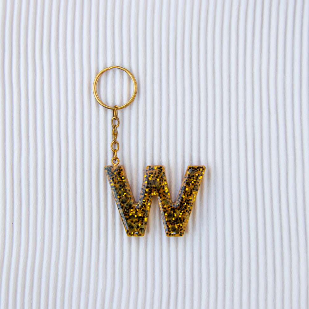 Porte-clés lettre W or paillettes