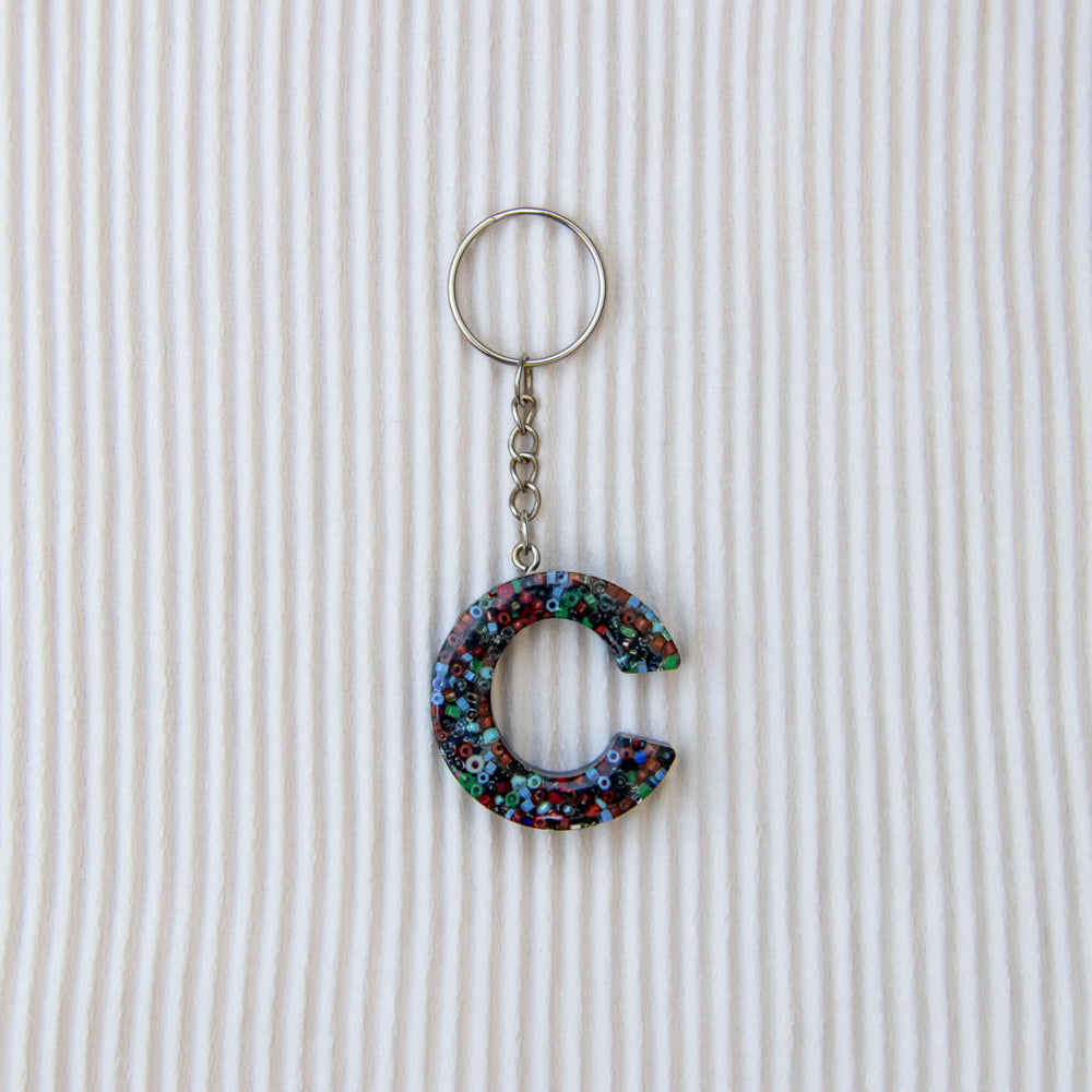 Porte-clés lettre C perles