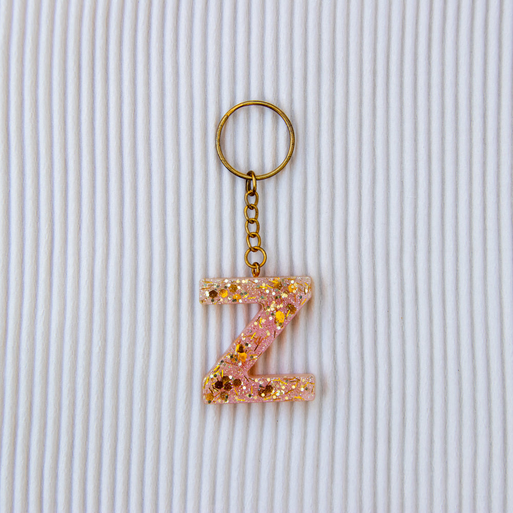 Porte-clés lettre Z rose paillettes
