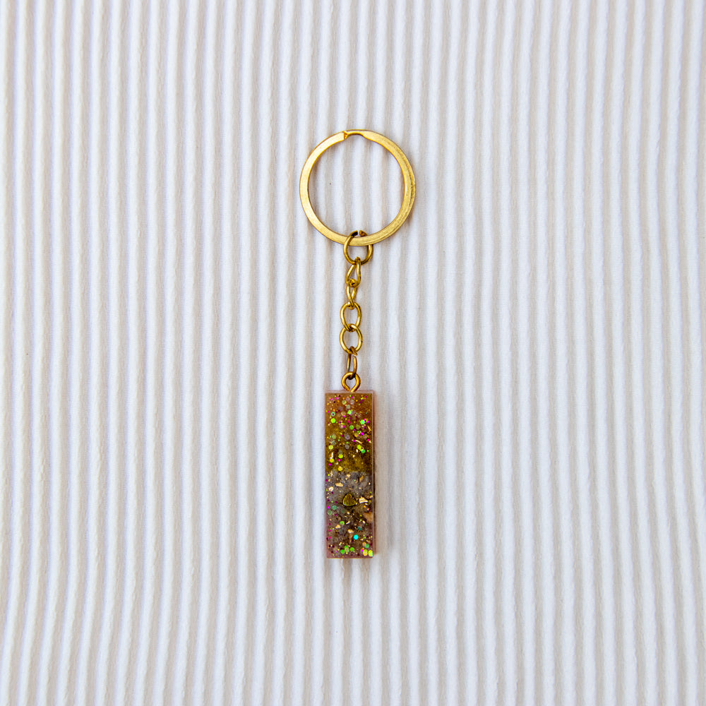 Porte-clés lettre I rose paillettes