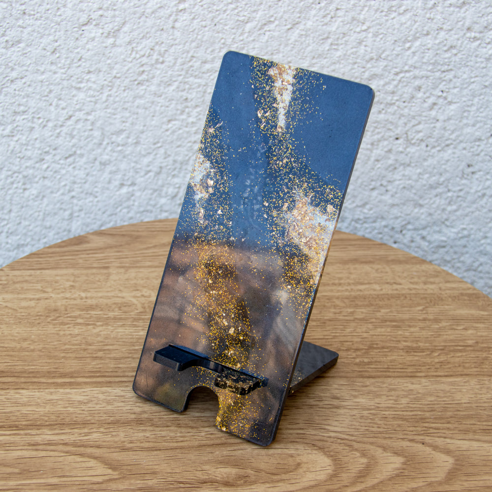 Support téléphone noir et or