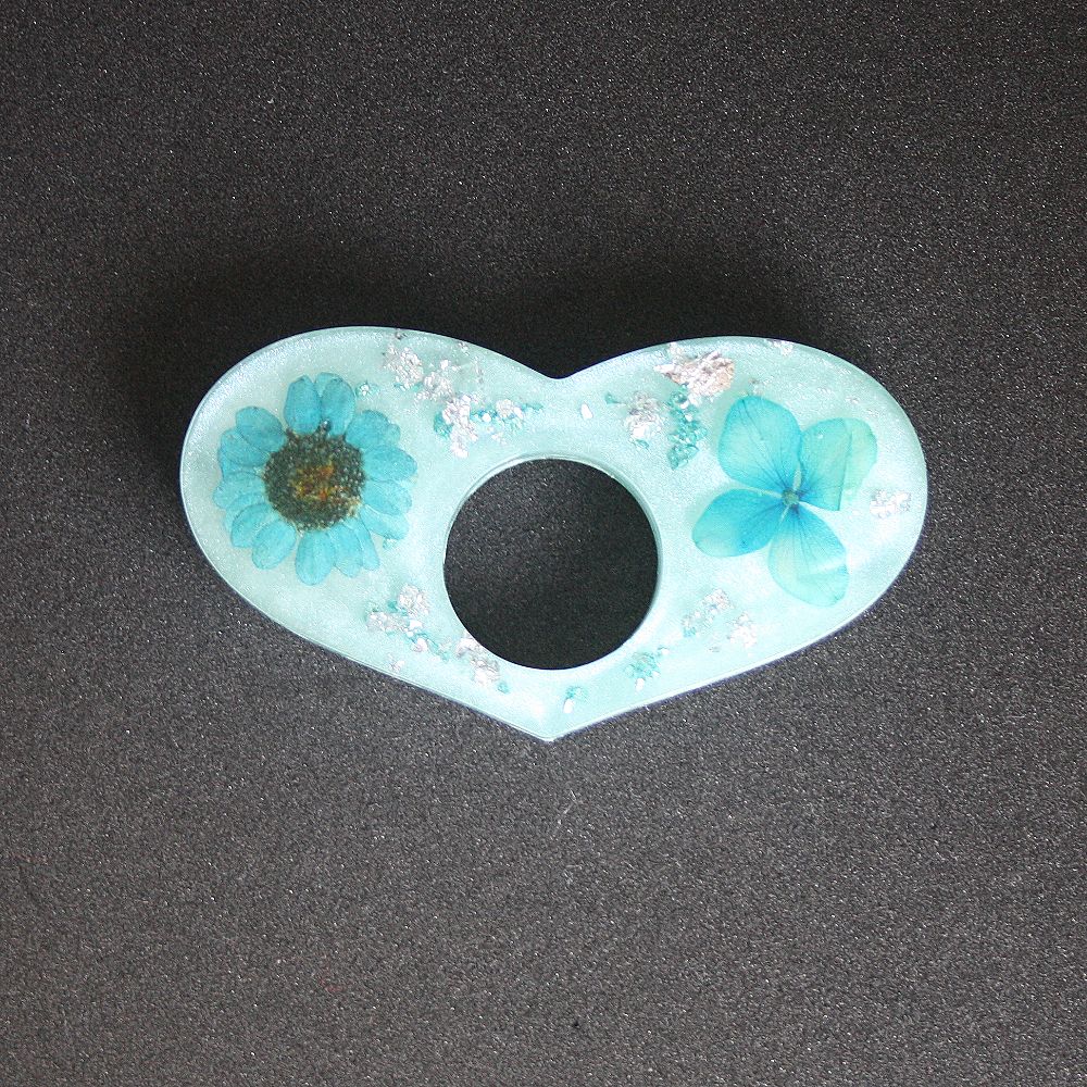 Bague de lecture cœur fleurs séchées