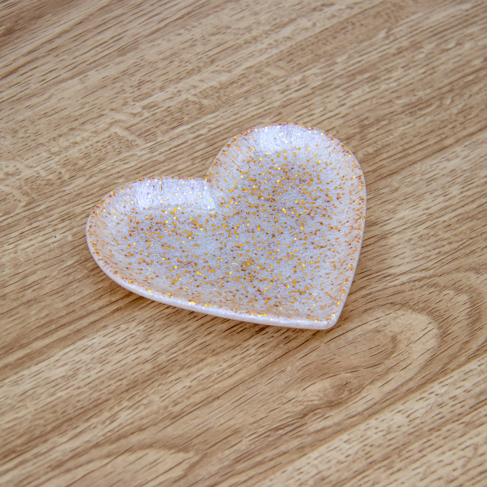 Vide-poche coeur blanc à paillettes