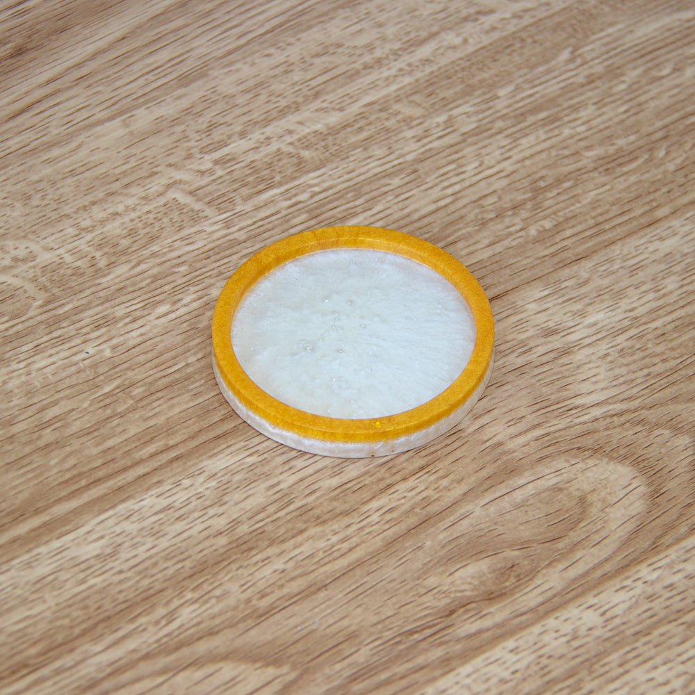 Vide-poche rond blanc et or