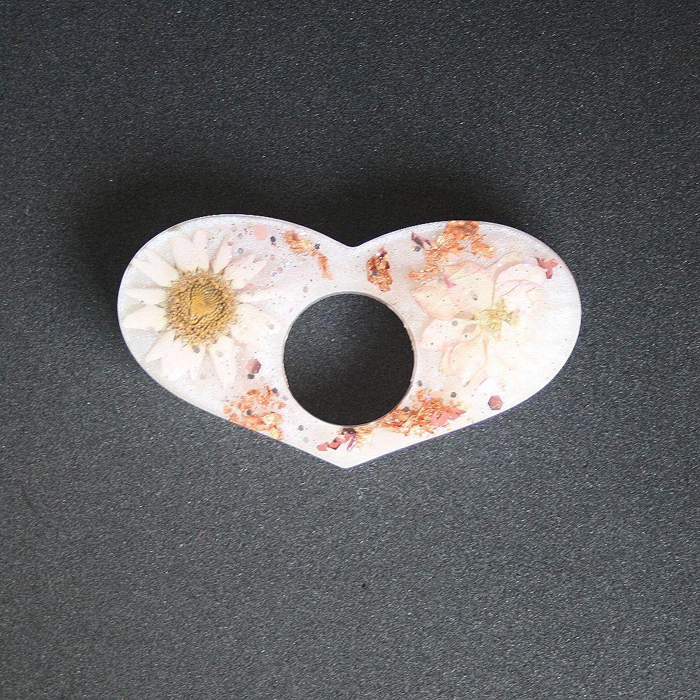Bague de lecture cœur fleurs séchées