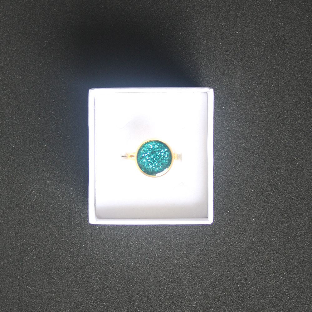 Bague turquoise avec paillettes