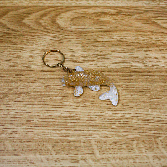 Porte clés poisson feuilles d'or