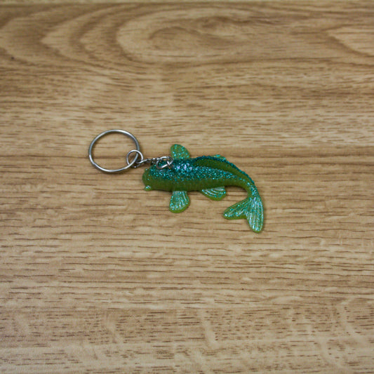 Porte clés poisson vert paillettes