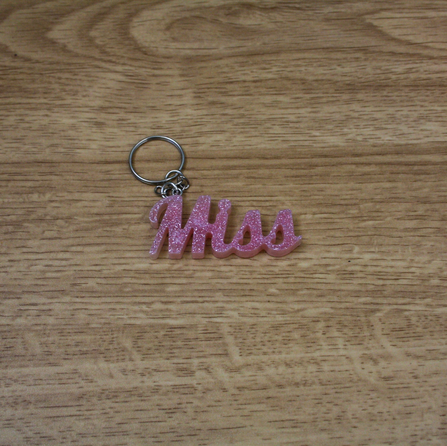 Porte clés " miss " rose paillettes