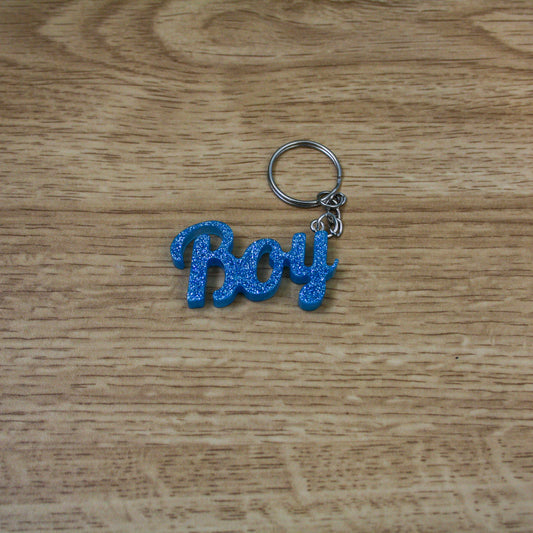 Porte clés " boy " bleu paillettes