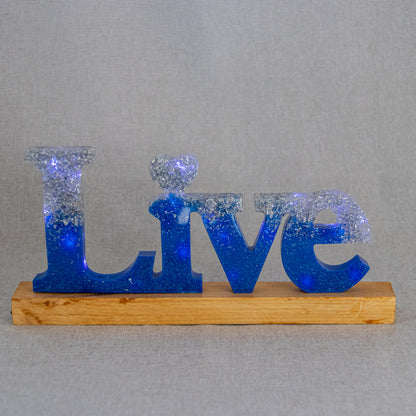 Veilleuse LIVE à LED bleu et feuilles d'argent
