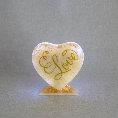 Veilleuse COEUR "Love" à LED blanc et feuilles d'or