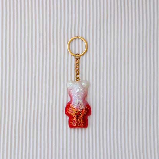 Porte clés ourson rouge et blanc