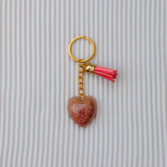Porte clés coeur rose gold paillettes