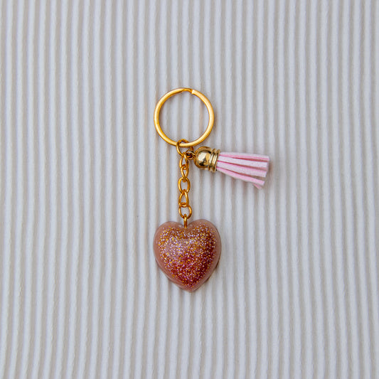 Porte clés coeur rose gold paillettes