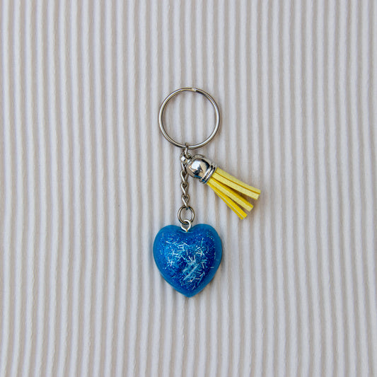 Porte clés coeur bleu paillettes