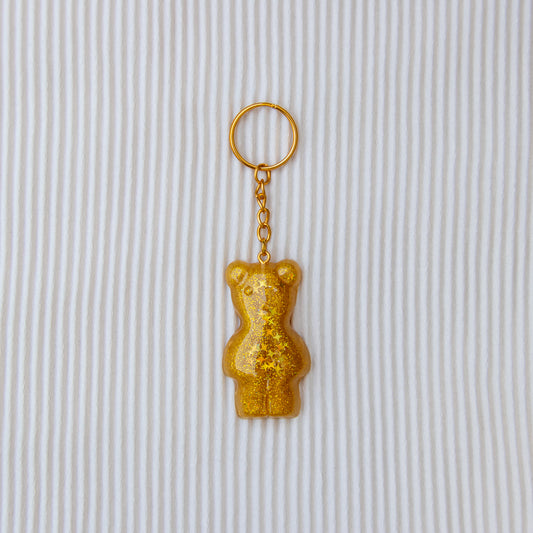 Porte clés ourson gold paillettes