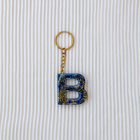Porte-clés lettre B bleu avec perles