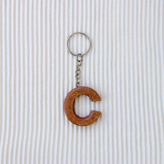 Porte-clés lettre C marron