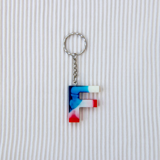 Porte-clés lettre F bleu blanc rouge