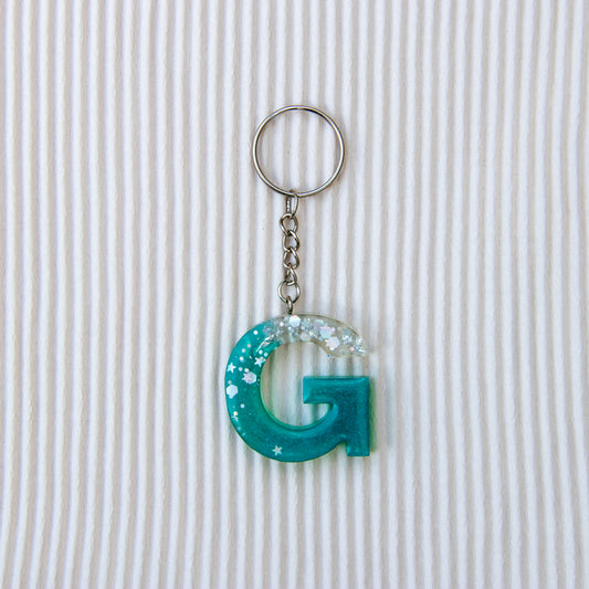 Porte-clés lettre G vert paillettes
