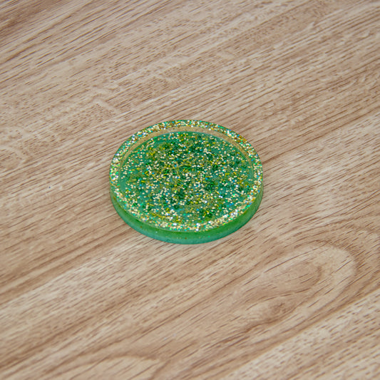 Vide-poche rond vert perles et paillettes